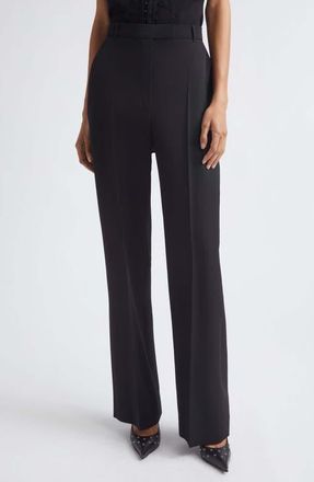 Alexander McQueen High Waist Wool Straight Leg Pants in Black at Nordstrom, Size 36