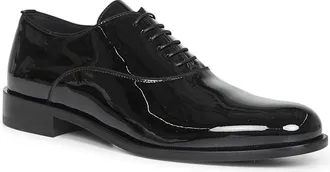 Giorgio Armani Mens Oxfords Patent Calf Leather Black Lace-Up Shoes Flat