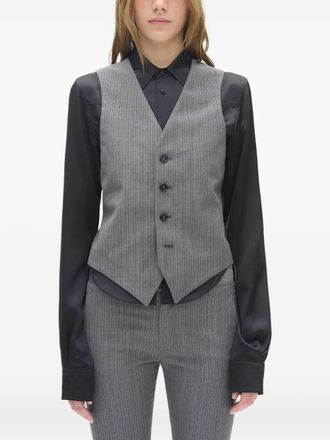 Ann Demeulemeester V-neck waistcoat - women - Ramie/Virgin Wool - 40 - 083 GREY
