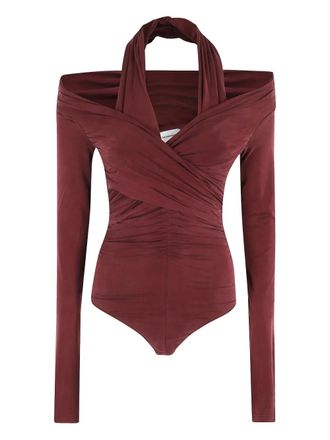 Andamane Yvonne draped long-sleeve bodysuit - women - Cupro/Elastane - 44 - Red