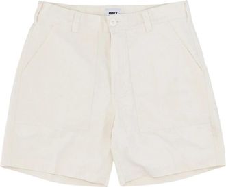 Obey Handige Twill Korte Broek - Heren - Korte Broeken - Grijs - W33 - Katoen - Korte Broeken