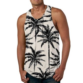 Generic Tank Tops Vests for Men UK Summer Beach Casual Holiday Hawaiian Print Sleeveless Athletic Gym Muscle Tee Shirts Tops Sports Workout Blouses Mens Sleev