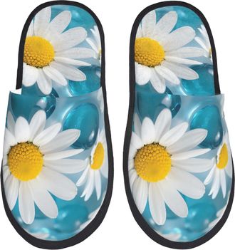 Generic Slipper Daisy Flowers Breathable House Slippers Reusable House Shoes For Indoor Hotel Women L