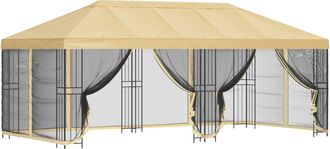 vidaXL Gazebo Con Paredes Laterales 6 X 3 M Crema Poli&eacute;ster Y Acero Vidaxl