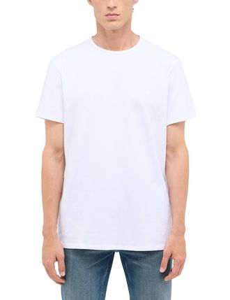 Mustang Kurzarmshirt MUSTANG Herren Style Allen, Herren, Gr. 4XL, weiss (wei&szlig;), Jersey, 95% Baumwolle, 5% Elasthan, Rundhals, Shirts Kurzarmshirt