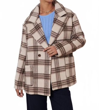 Garance Paris Trudy Check Wool Blend Coat In Brown