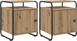 vidaXL Mesa De Noche 2 Uds. Roble Artisan Madera De Ingenier&iacute;a Vidaxl