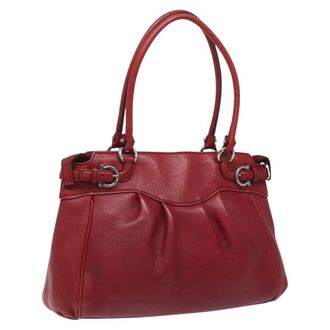 Ferragamo Gancini Handbag Leather Red Leather Handbag (Pre-Owned)