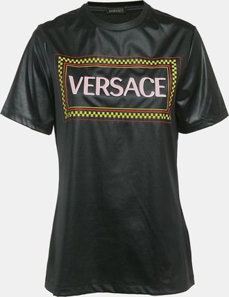 Versace Gianni Versace Black Graphic Logo Detail Jersey T-Shirt