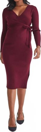 Angel Maternity Wool Knit Maternity Midi Dress In Red