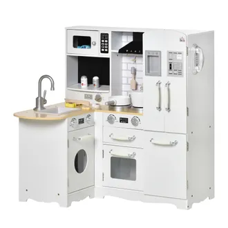HOMCOM Cocina de juguete 82x65x87 cm blanco