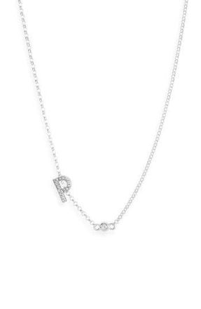 Meshmerise Bezel Diamond Initial Chain Necklace - 0.2ct. in White-P at Nordstrom Rack