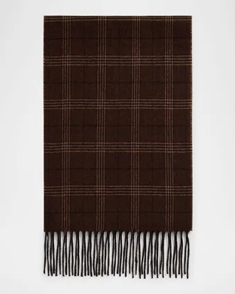 PIACENZA 1733 Men & apos;s Baltazar Herringbone to Plaid Silk and Cashmere Scarf
