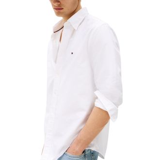 Tommy Hilfiger Mens Shirts Regular Fit Oxford Long Sleeve Casual Cotton Formal - White - Size X-Large