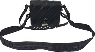 Off-white Diagonal Padded Binder Flap Shoulder Bag in Black Leather