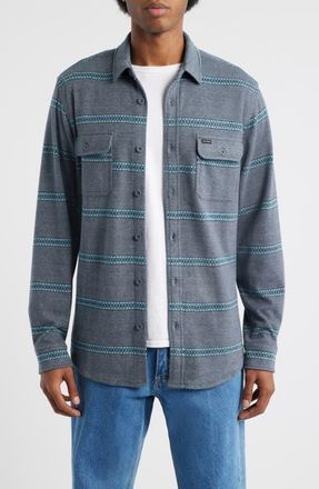 Rip Curl Grid Stretch Fleece Button-Up Shirt in Pine Night at Nordstrom, Size Xx-Large