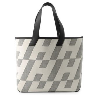 Herm&egrave;s Black Ecru Swift Leather Toile H Tote Bag (Pre-Owned)