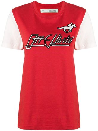 Off-white embroidered logo T-shirt - women - Polyester/Cotton - S