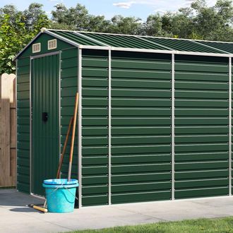 Berkfield Home Garden Shed Green 191x810x198 cm Galvanised Steel | Size: 191 x 810 x 198 cm