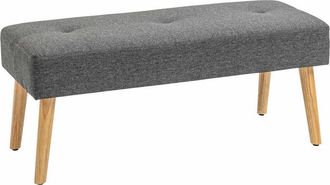 HOMCOM Homcom - Upholstered Bed End Bench Ottoman Tufted Linen Entryway Living Room