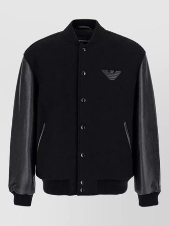 Emporio Armani leather logo bomber jacket