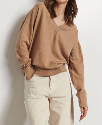 Line Taylor Knit V-Neck Top In Pecan