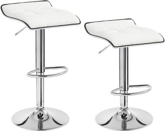 Woltu 2x Taburetes De Bar Cuero Sint&eacute;tico Taburetes Alto Cocina Regulable En Altura Taburetes Giratorio Sillas Bar Tapizada Taburete De Trabajo Blanco - Wol