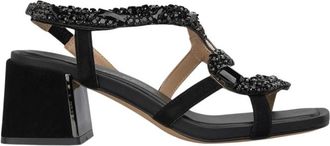 Alma En Pena Snake Rhinestone Heel Sandal - Dames - Sandalen met hakken - Zwart - 38 EU - Schoenen