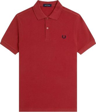 Fred Perry Slim Fit Plain Polo - Heren - Polos - Rood - L - Katoen - Tops