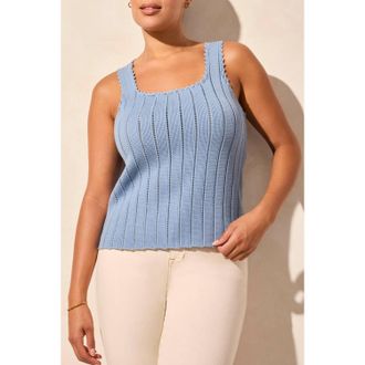 Tribal Knit Tank Top In Scuba Blue