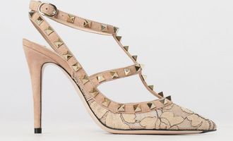 Valentino Garavani Pump Rockstud in camoscio e pizzo