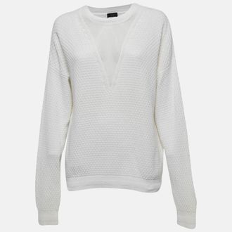 Joseph Off White Cotton Blend Knit Sweater
