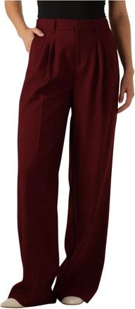 Notre-V Bordeaux Rode Elegante Pantalon - Dames - Wijde Broeken - Rood - S - Polyester - Broeken