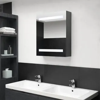 vidaXL Armario De Ba&ntilde;o Con Espejo Y Led Gris 50x14x60 Cm Vidaxl