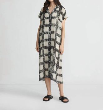 Lafayette 148 New York Cap Sleeve Dress In Black/white