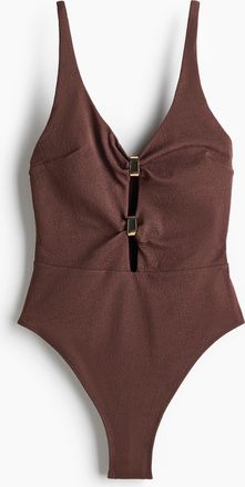 H&M Badeanzug mit wattierten Cups und High Leg - Dunkelbraun