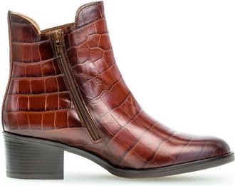 Gabor Cowboy Enkellaars met Crocoprint - Dames - Cowboylaarzen - Bruin - 42 EU - Leer - Schoenen