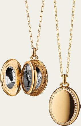 Monica Rich Kosann The Four Image Midi Diamond Border 18K Yellow Gold Locket