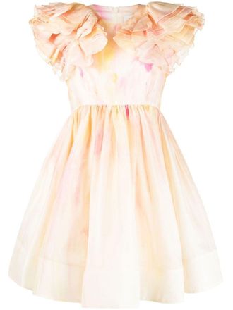Zimmermann Prima ruffle mini dress - women - Cotton/Linen/Flax/Polyester/Silk - 0 - Pink