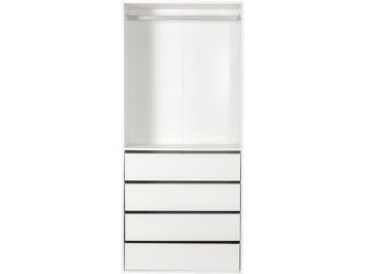 Habitat et Jardin Armario op&eacute;ra Con 4 Cajones Y 1 Espacio Para Colgar - 80 X 45 X 180 Cm - Blanco