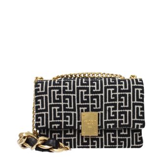 Balmain Damess Handtassen met schouderbanden, zwart en lichtgrijs
