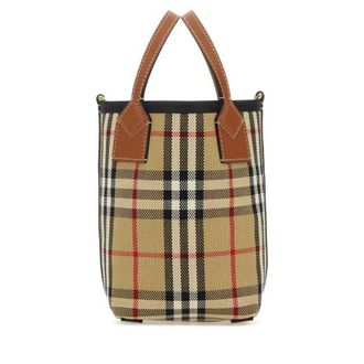 Burberry Embroidered Fabric London Bucket Bag Vintagechckabeige Borse A Secchiello