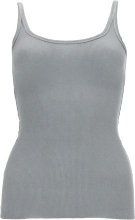 Msgm Grey Solid Scoop Neck Top