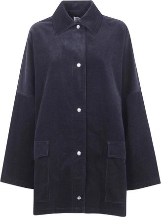 Toteme Cord Overshirt Jacket - Dames - Mantel - Zwart - S - Katoen - Jassen