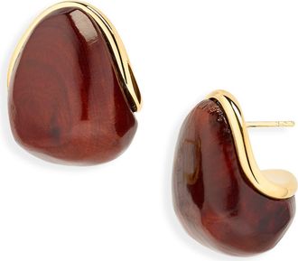 Jacquemus Les Mini Boucles Raisin Wooden Stud Earrings in Gold /Brown 282 at Nordstrom