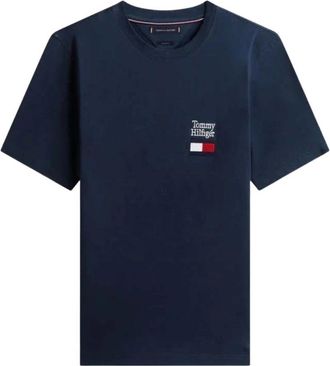 Tommy Hilfiger Brand Love Text Stack Tee - Heren - T-shirts - Blauw - L - Katoen - Tops