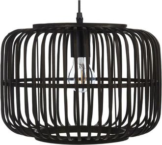 Beliani Lampadario a sospensione legno di bambù nero 128 cm lampadario a gabbia boho Macheke