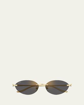 Cartier Panth&egrave;re Rimless Metal Oval Sunglasses