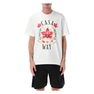 Casablanca T-Shirts, male, White, Size: XL Casa Way Orchid Classic T-Shirt