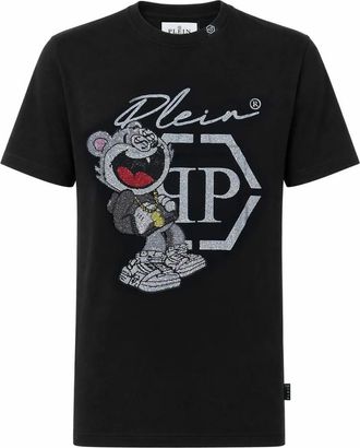 Philipp Plein T-Shirt Girocollo Ss Money - - Tops - Uomo - Nero - 4XL